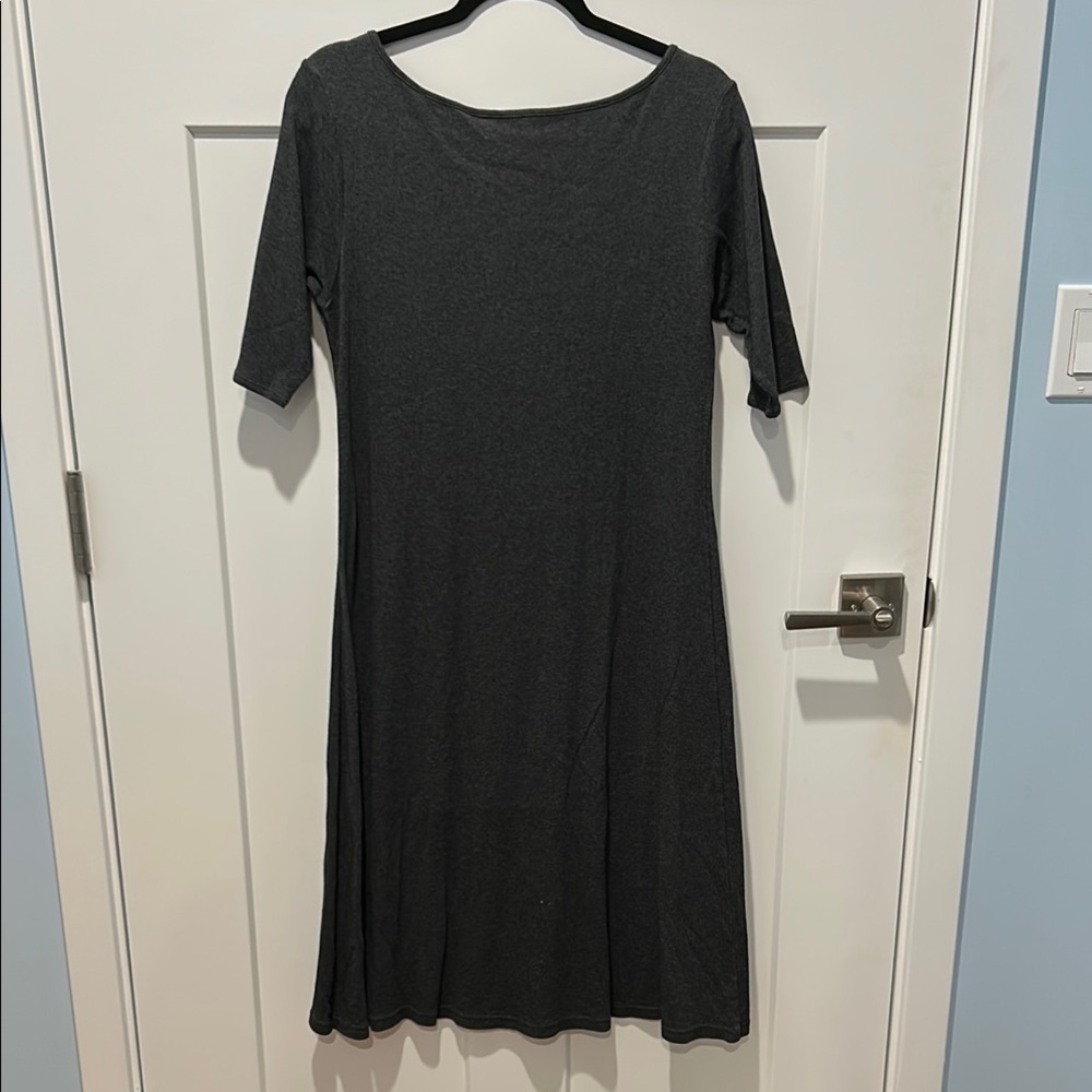 Indigenous size L Elegant dark grey boatneck elbow sleeve Women's Dress